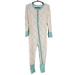 The Sleepy Sloth Bamboo Plaid Zippy Pajamas 18-24M Footed Sleepsuit Pastel